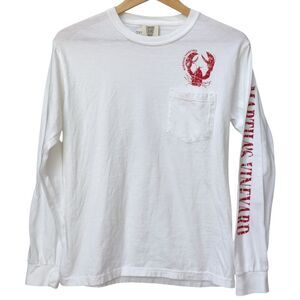 Comfort Colors Martha’s Vineyard Long Sleeve Red & White Lobster Tee. Small.
